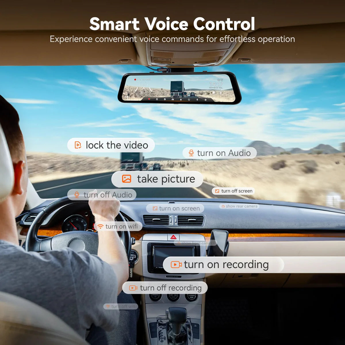 WOLFBOX G850Pro 4K WiFi ADAS Front and Rear Mirror Dash Cam